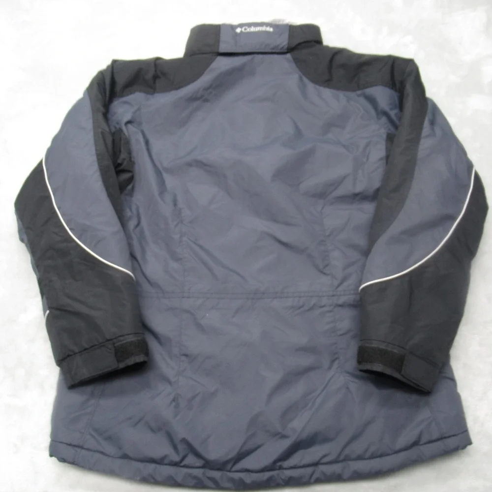 Columbia Jacket Women Large Blue Colorblock Insulated Snap Zip Parka Winter Ski